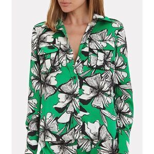 Alexis Sylvie Green Floral Blouse Women’s Size Small Button Up Green Floral